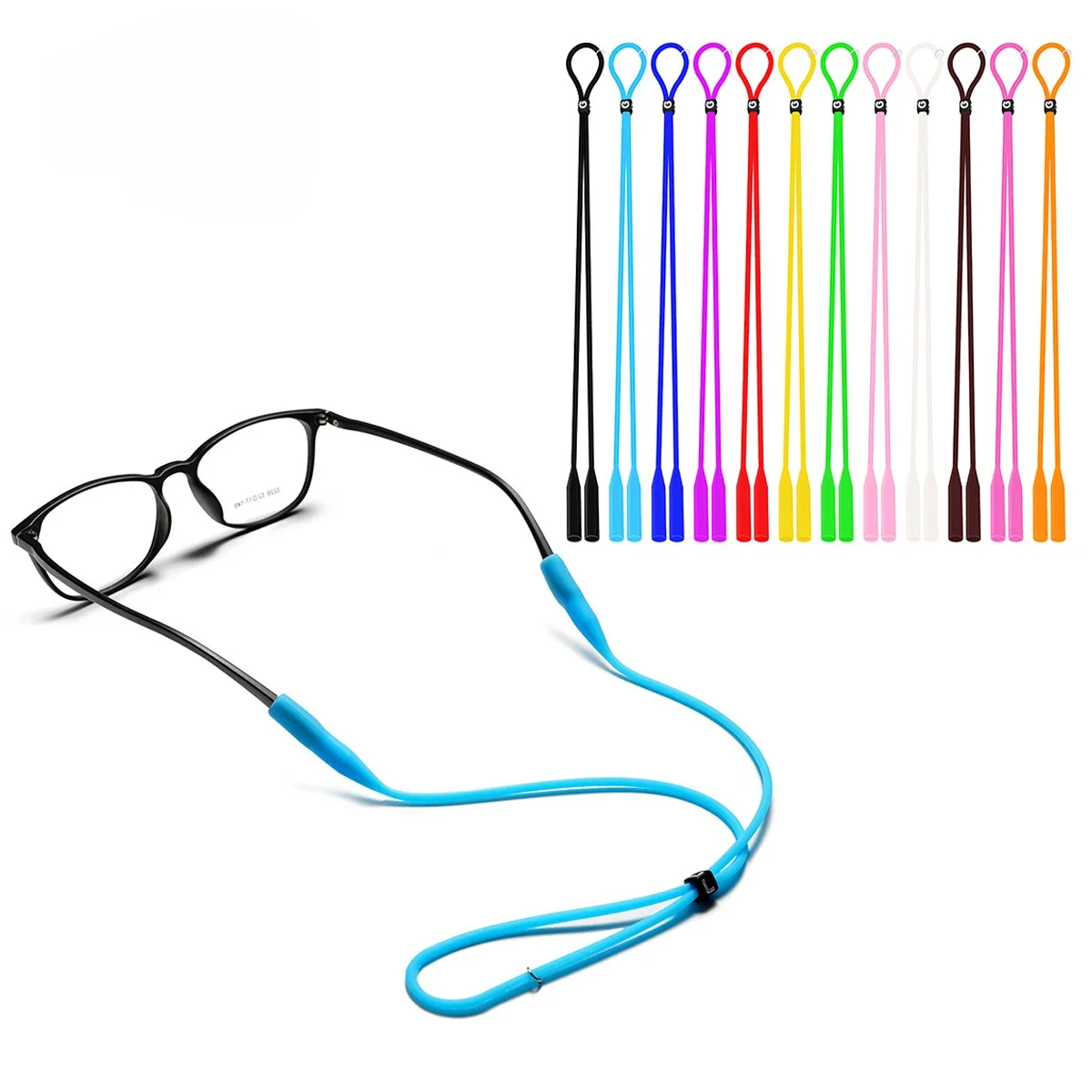 

1pcs Candy Color Elastic Silicone Eyeglasses Straps Sunglasses Chain Sports Anti-Slip String Glasses Ropes Band Cord Holder 안경줄