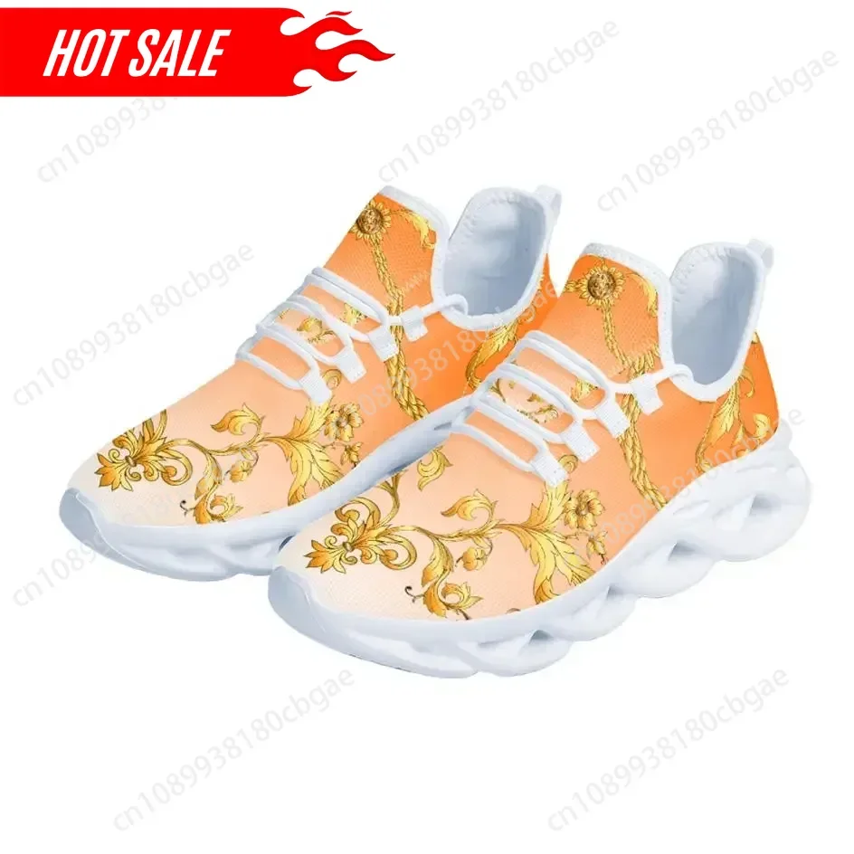 

Gold Floral Pattern Womens Sneakers Luxury Platform Shoes 2025 New Leisure Running Shoes Fashion Design Dropshipping