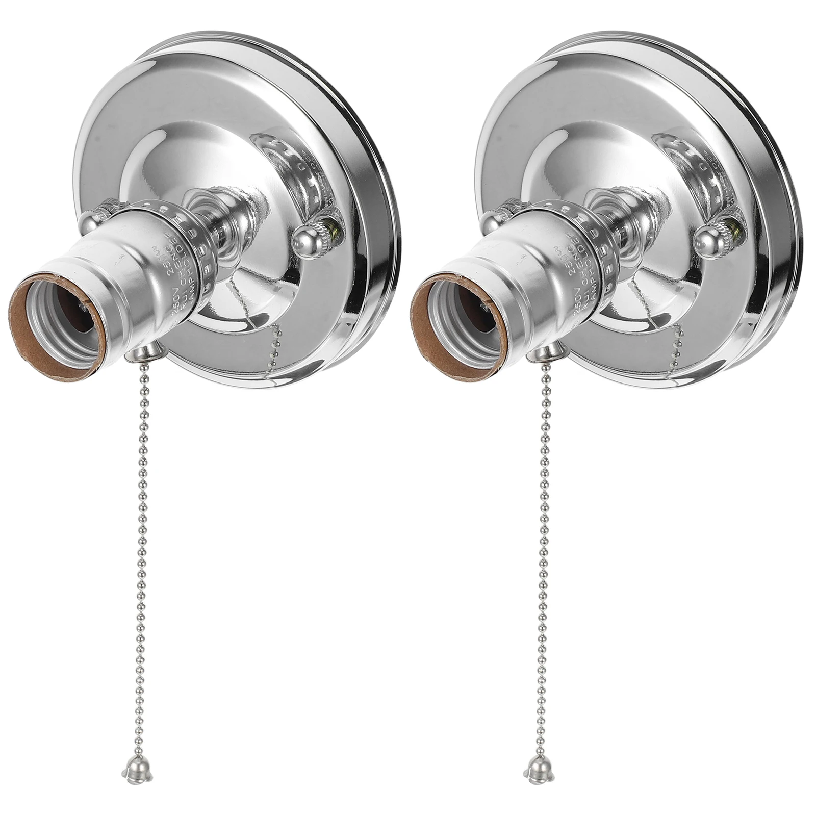 

2pcs Vintage Wall Lamp Holder Retro Light Socket with Pull Chain E27 Bulb Holder DIY Pendant Replacement Iron for Bedroom