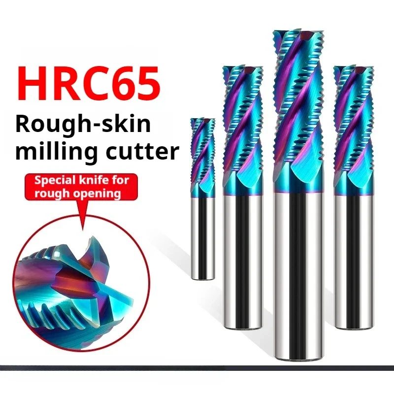 Roughing End Mill Solid Carbide CNC Machining 3 Flutes 4 Teeth for Metal Steel Iron Aluminum MDF Acrylic Wood Copper Plastic