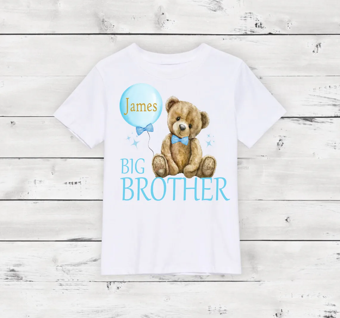 Personalised/Promoted To Big Brother Teddy Bear T-shirt Pregnancy Annoucement