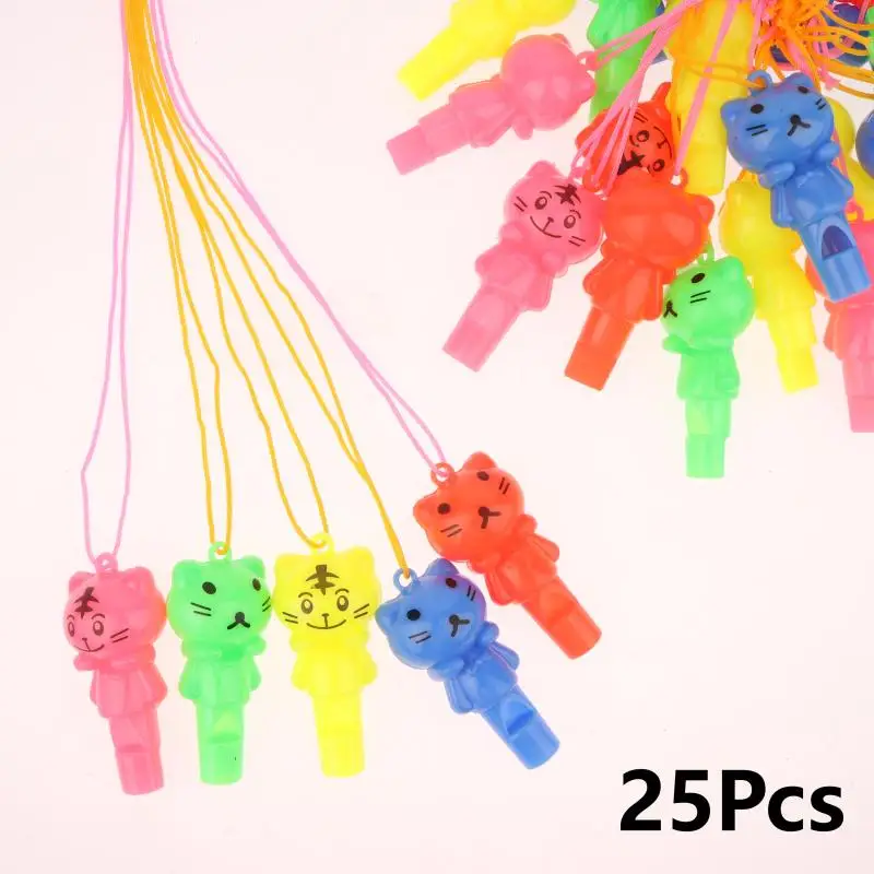 25 pçs estilo aleatório bonito animal gato apito de plástico árbitro esporte cheerleading brinquedos e crianças festa aniversário favores presentes
