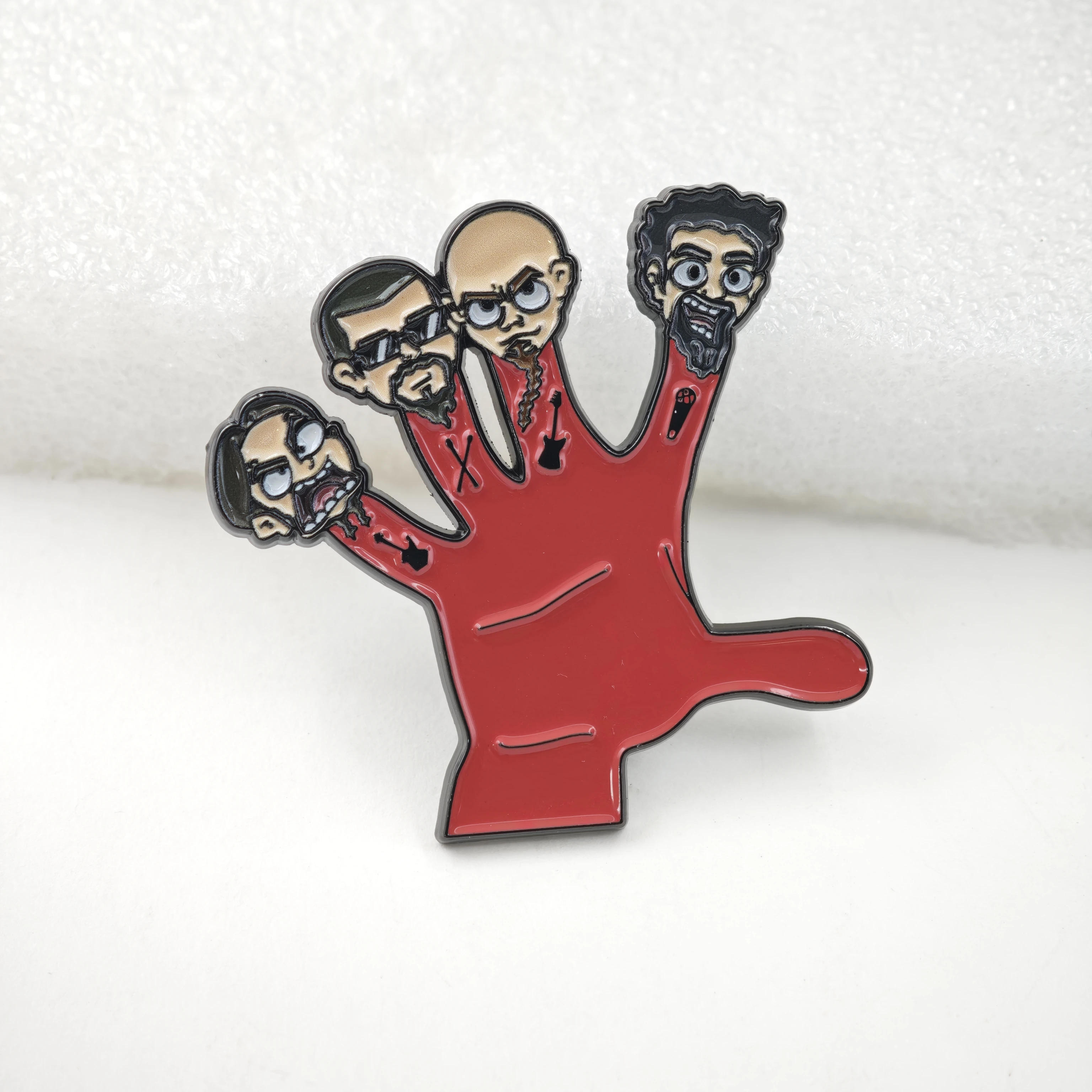 S-System of A D-Down SOAD Metall-Emaille-Anstecknadel Rockband-Logo Brosche Lustiges Rotes Hand-Maskottchen Abzeichen Reversnadeln Musik-Fan-Geschenk Schmuck – Detail 10