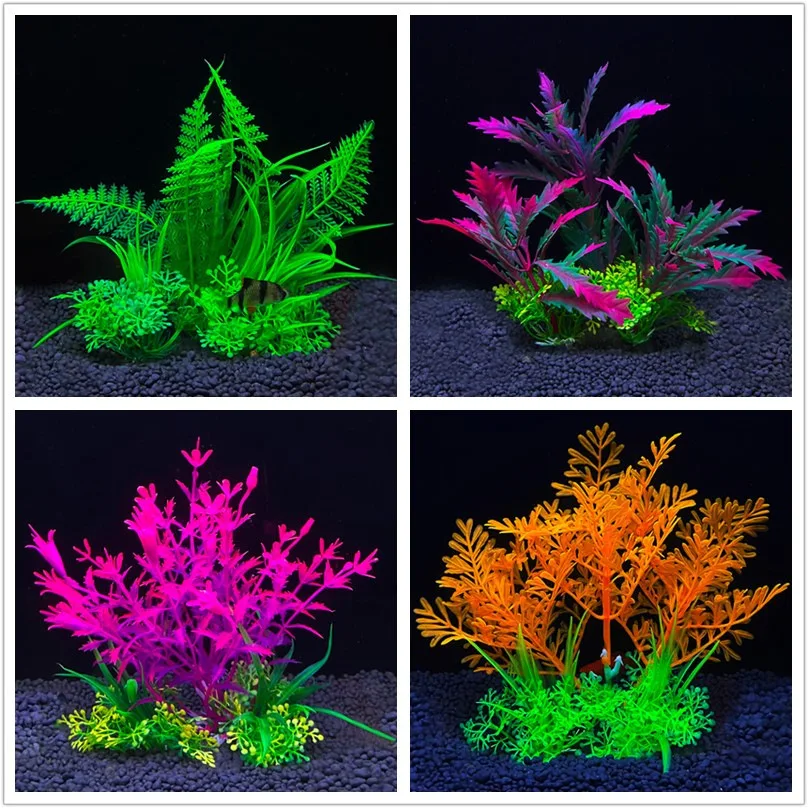 

1/4 шт., украшение для аквариума, растение, искусственный декор, растения, имитация воды, трава, миска для рыбы, пластиковое украшение для сорняков, подарок