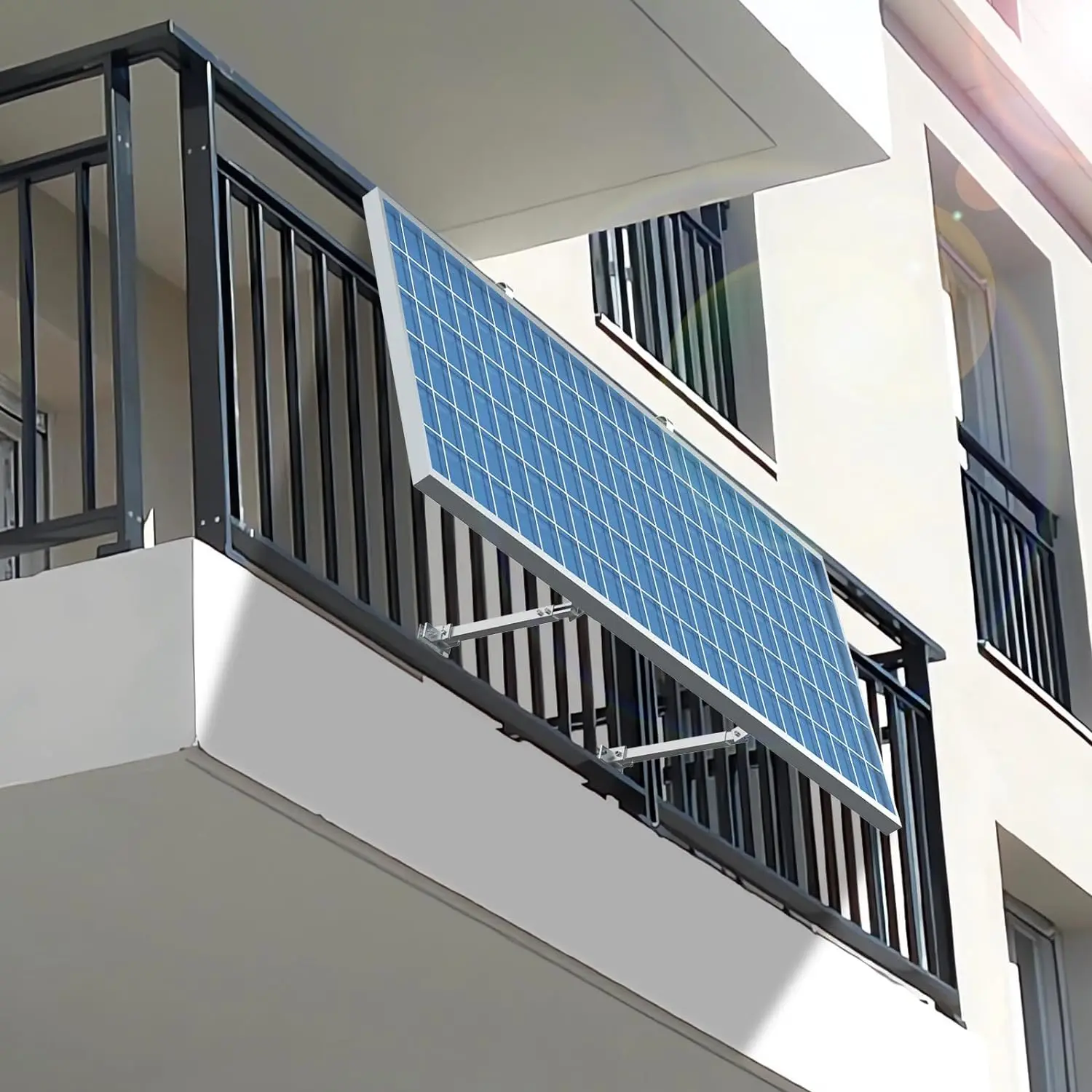 Balkon-Kraftwerkshalterung für 400 W, 410 W, 800 W, 820 W, Solarmodule, Halterung aus Aluminiumlegierung, Geländer, verstellbarer Winkel 0 bis 30 – Detail 12