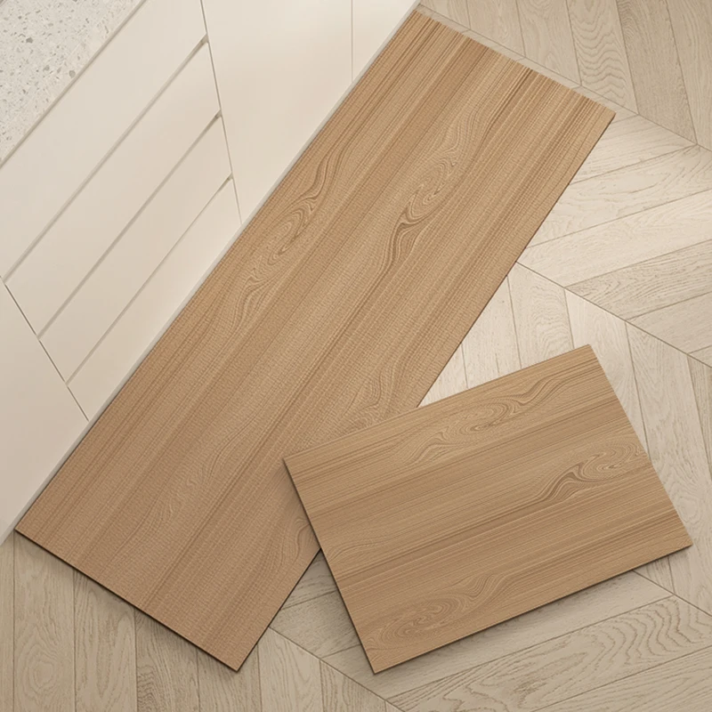 VIKAMA 2PC Non-Slip Carpet Kitchen Entrance Bathroom Floor Mats Scandinavian Style Imitation Wood Grain Home Decoration