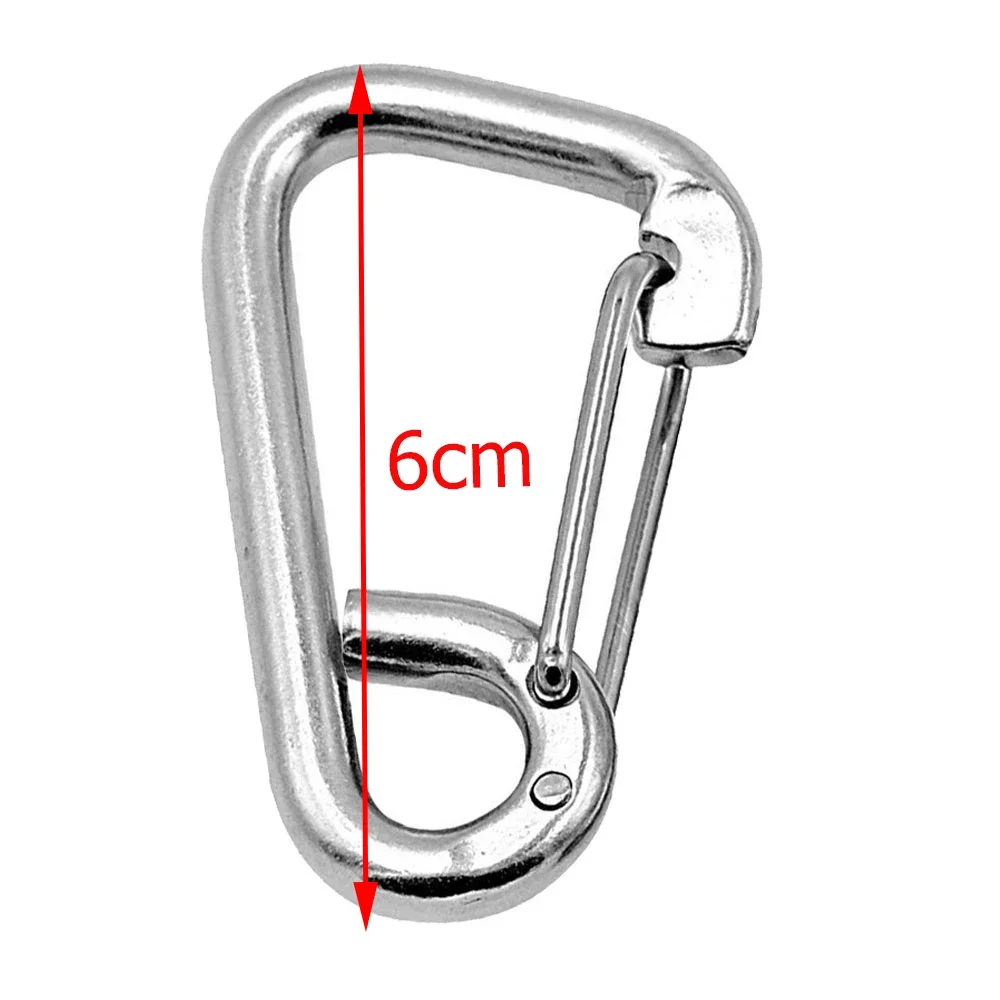 6cm Marine Grade Stainless Steel  Spring Carabiner for Diving Dive Boat Kayak Accessory