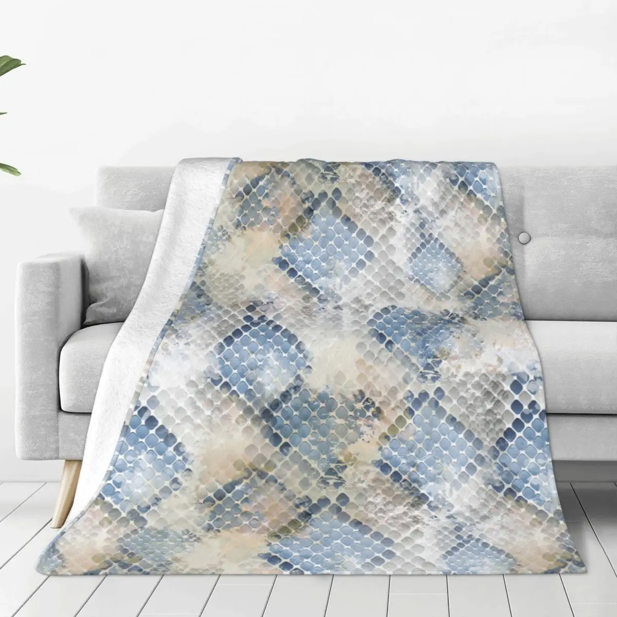 Snake Skin Pattern Retor Blankets Fleece Spring Autumn Portable Super Warm Throw Blankets for Bedding Bedroom Rug Piece