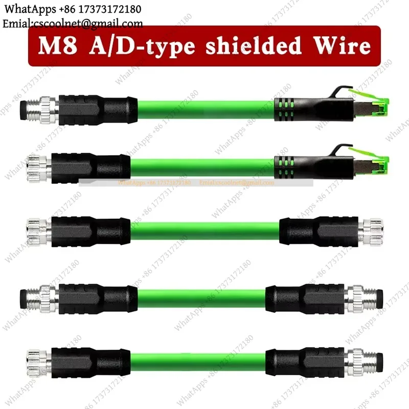 JS01 M8 Double Shield Ethernet Cable RJ45 4 Pin A-code Network Plug D-code Male Female High Flexible Drag Chain Aviation Sensor