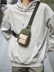 Trendy Contrasting Mini Chest Bag for Men Fashion Nylon Men's Lightweight Crossbody Bag Unisex Casual Street Phone Sling Bags