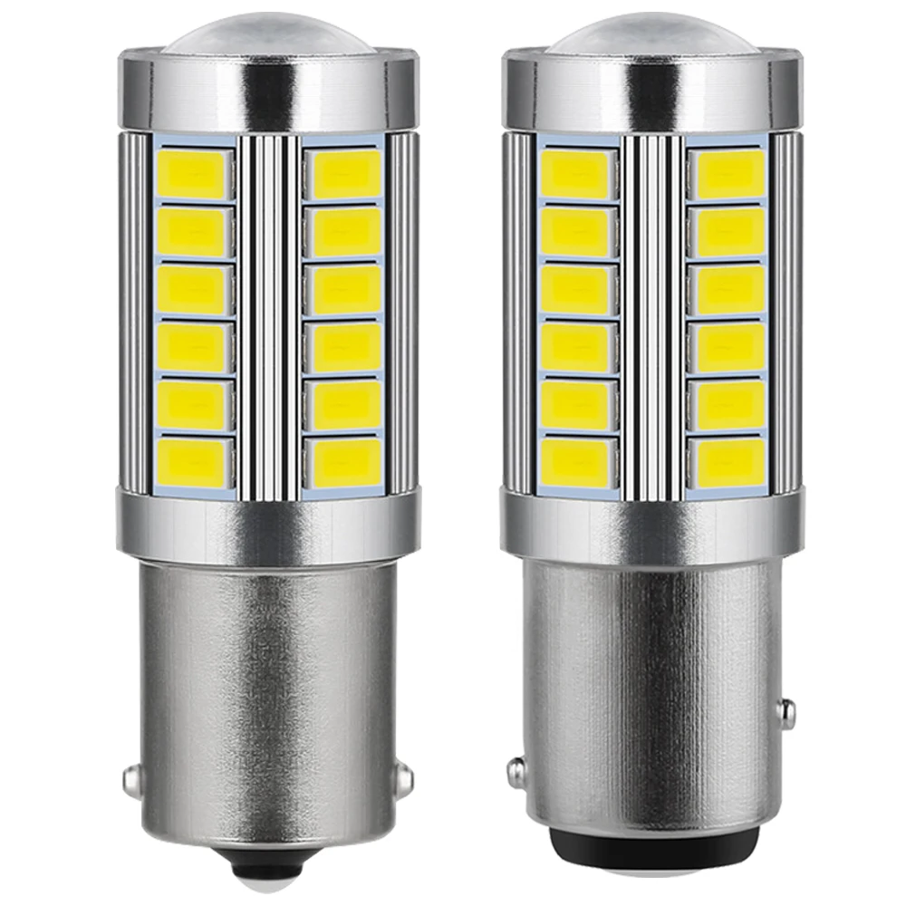 2/4/8 PCS P21W 1156 BA15S 1157 BAY15D LED Bulbs 12V 33SMD 7000K White Super Bright Car Turn Reverse Brake Backup Parking Lamps