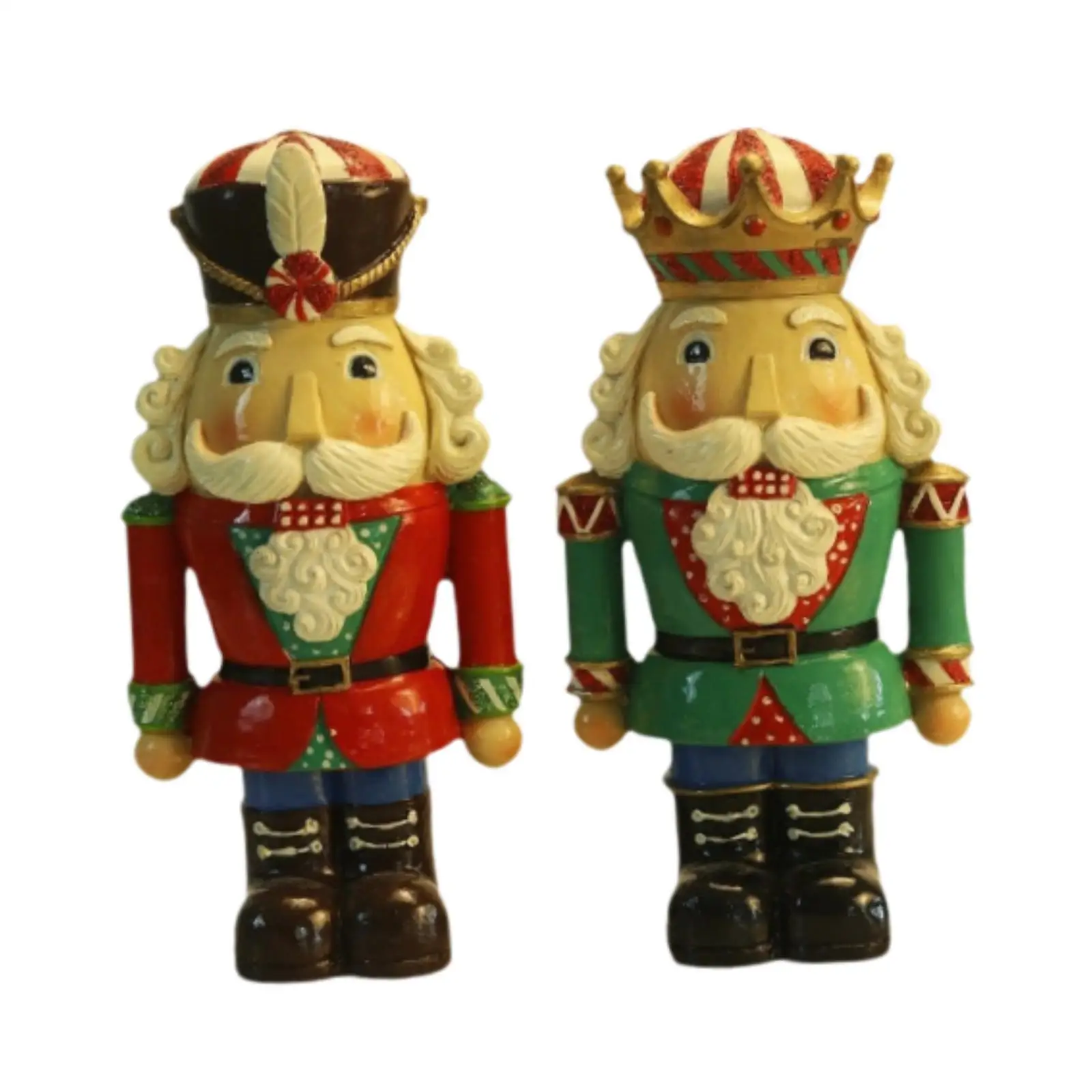 

2Pcs Christmas Nutcracker Statue Xmas Figure Sculpture Collecting Table Ornament