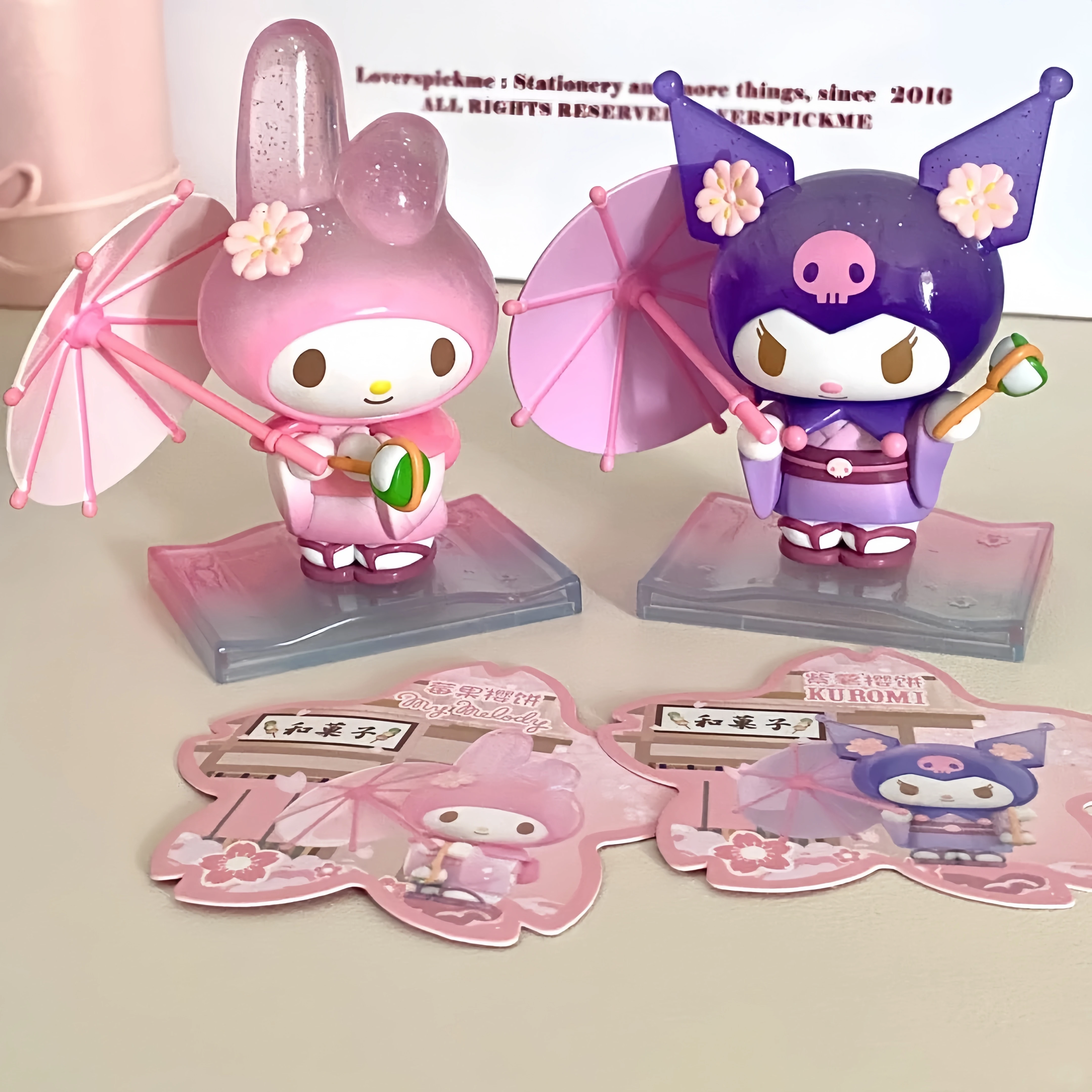 Genuíno sanrio flor e wagashi série caixa cega kuromi cinnamoroll melodia pocahcco pompompurin estatueta de ação presentes de natal