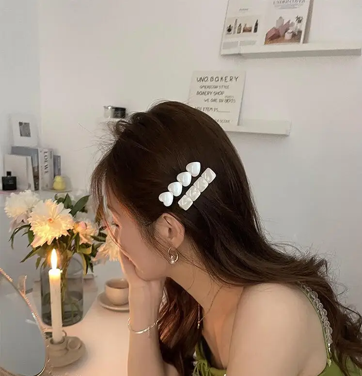 Модные элегантные женские аксессуары для волос из смолы, фотореквизиты с квадратным удлиненным сердцем Модные элегантные женские аксессуары для волос из смолы, фотореквизиты с квадратным удлиненным сердцем