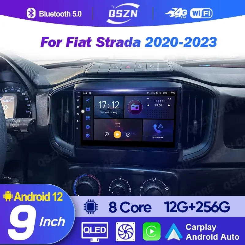 QSZN Android 13 para Fiat Strada 2020 2021 2022 2023, Radio para Auto, Carplay Inalámbrico, Reproductor Multimedia de Video, Estéreo, GPS, Navegación, DSP