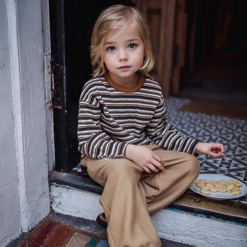 

Vintage Striped T-Shirt Women's Autumn And Winter New Fashion Women's Crew Neck Base Shirt Long Sleeve Top