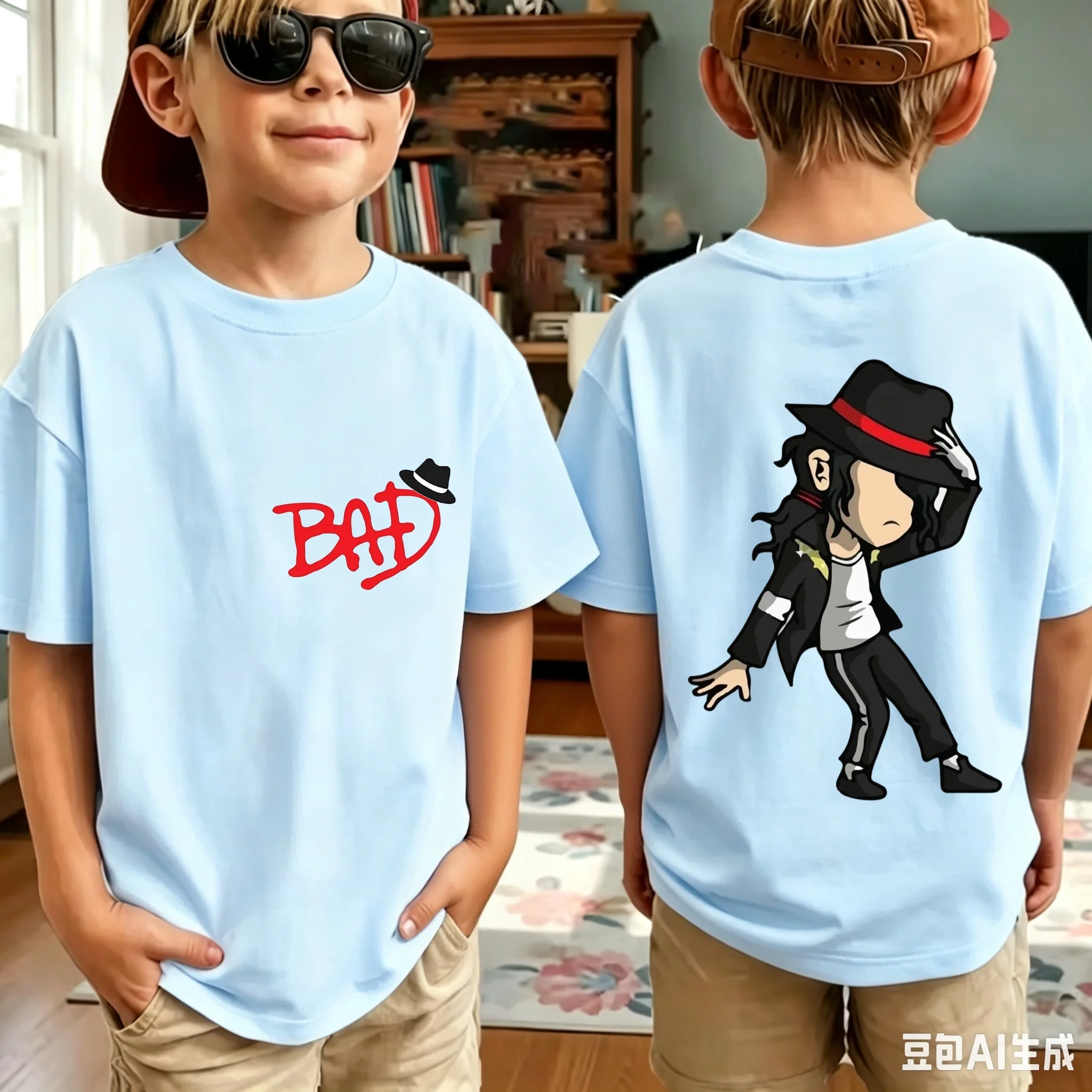 2026 Neues King of Pop Michael Jackson Kinder-T-Shirt, Cartoon-Baumwoll-Oberteile, MJ-T-Shirts für Jungen und Mädchen, Geburtstagsgeschenk – Detail 3