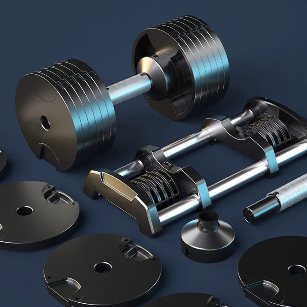 Wholesale 50 Lbs Adjustable Dumbbell Set Iron & Cast Iron with Rubber Coating Durable Custom Logo Silver for Home Gym Fitness