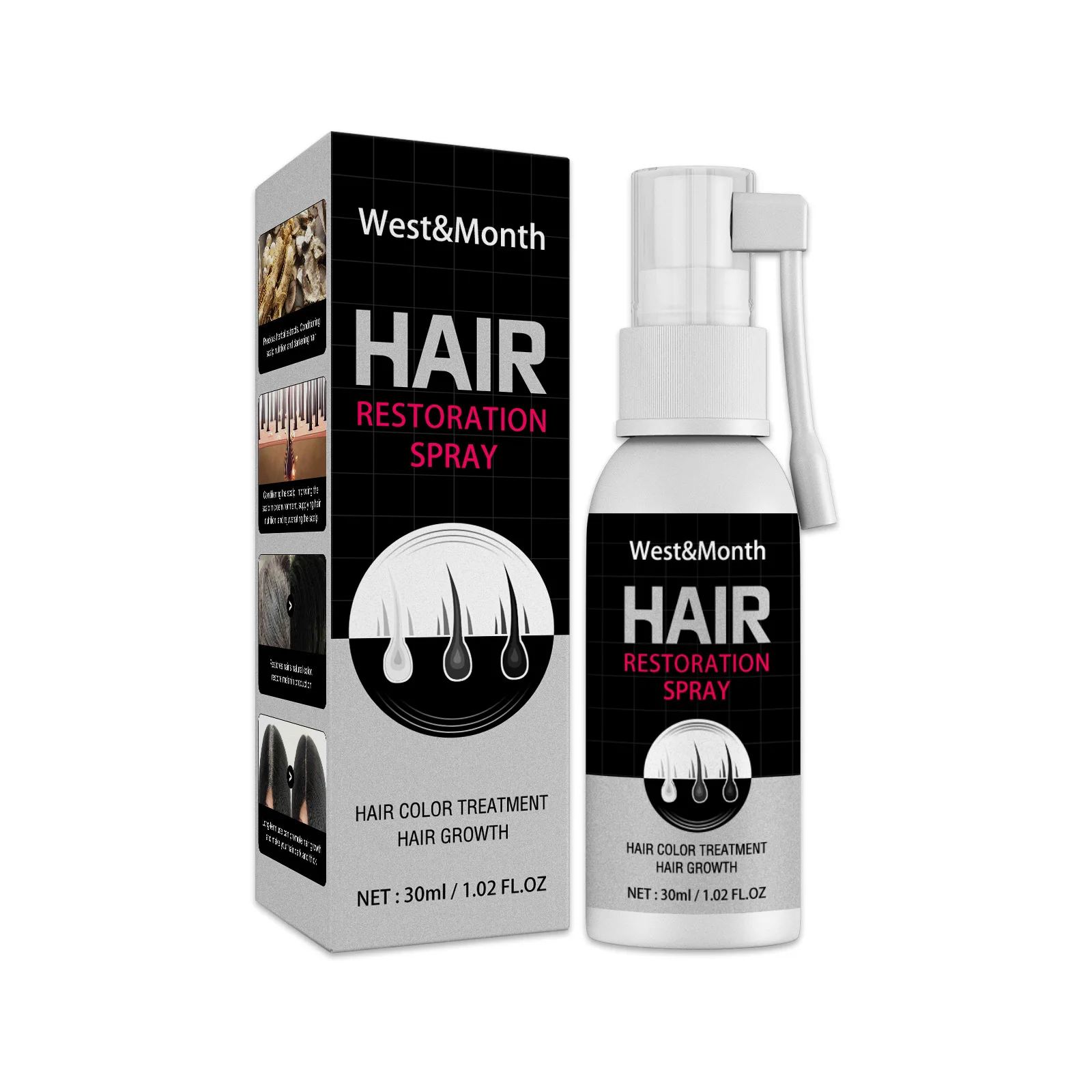 

Anti White Hair Spray Treatment Serum Hair Growth Spray Restoration Black Hair Anti Hair Loss Repair Hair Loss Product 30ML