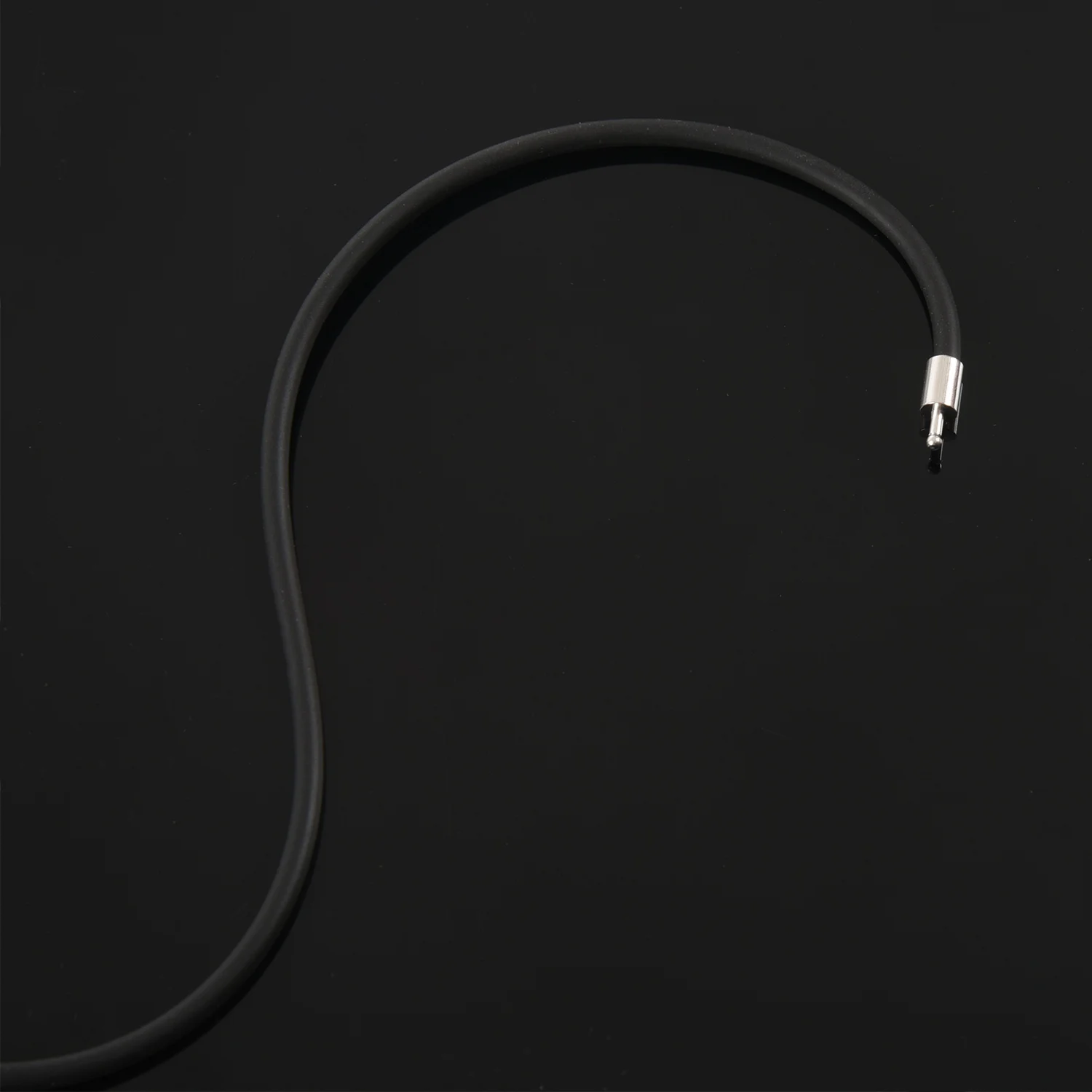 3Mm Cord In Rubber Black Necklace With Clasp In Steel Stainless - 16 Inch-[No.59 Pet]