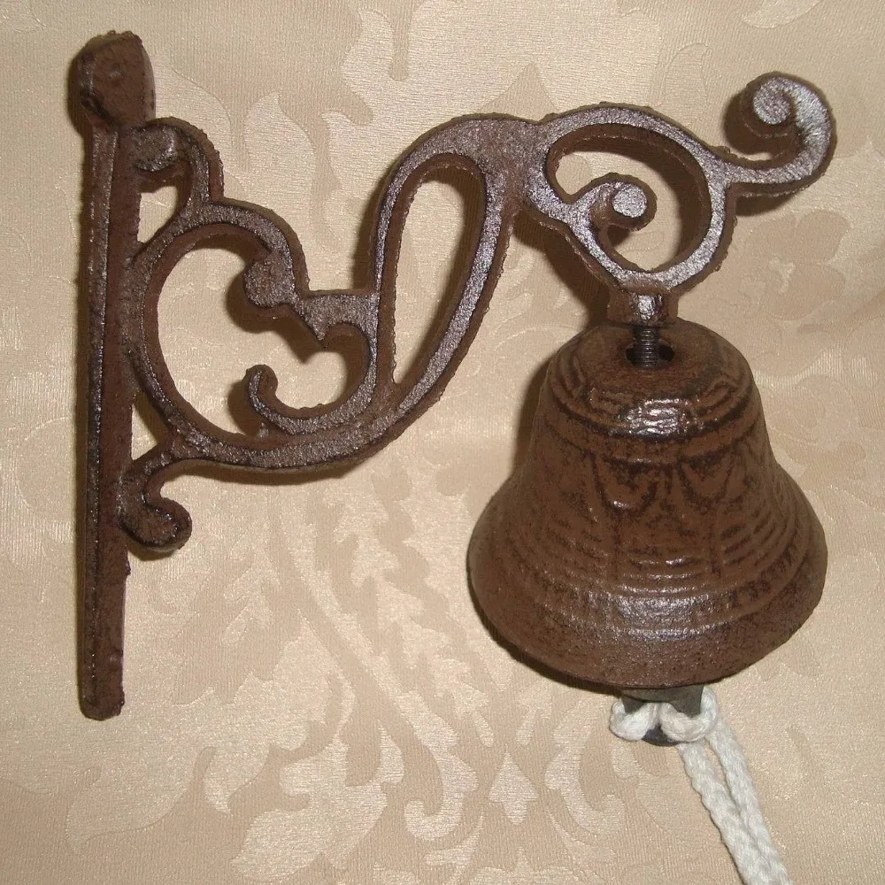 

Rustic Retro Outdoor Bell Weatherproof Metal Cast Iron Door Bell Distressed Finish Handmade Decorative Bell Home Decoration
