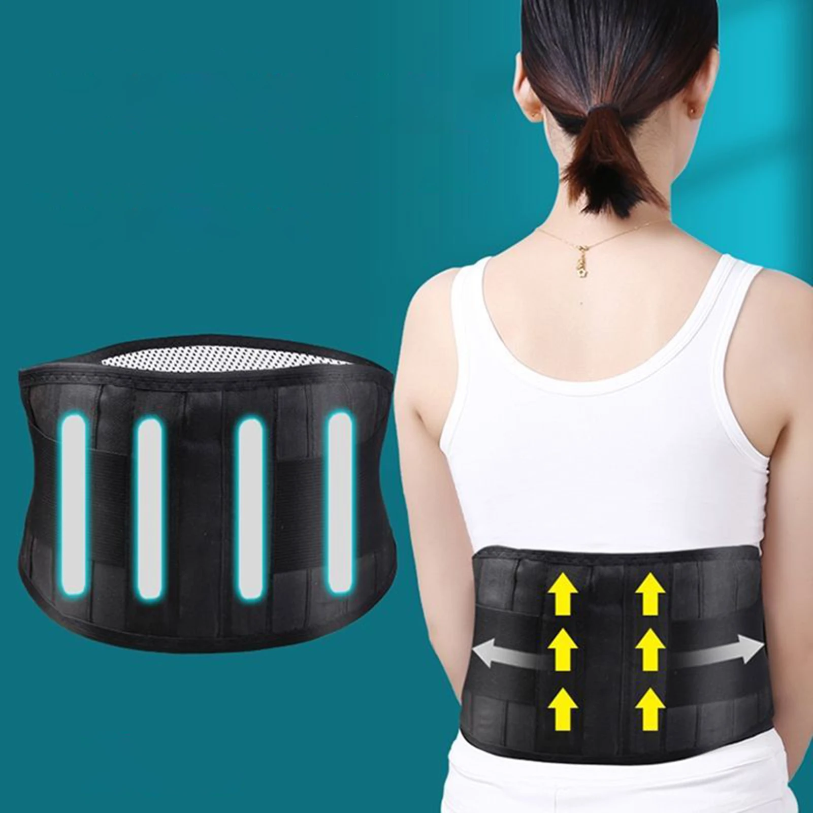 Self Heating Waist Belt Back Support with Thermal Therapy Unisex Adjustable Lumbar Brace for Office Sports Daily Use