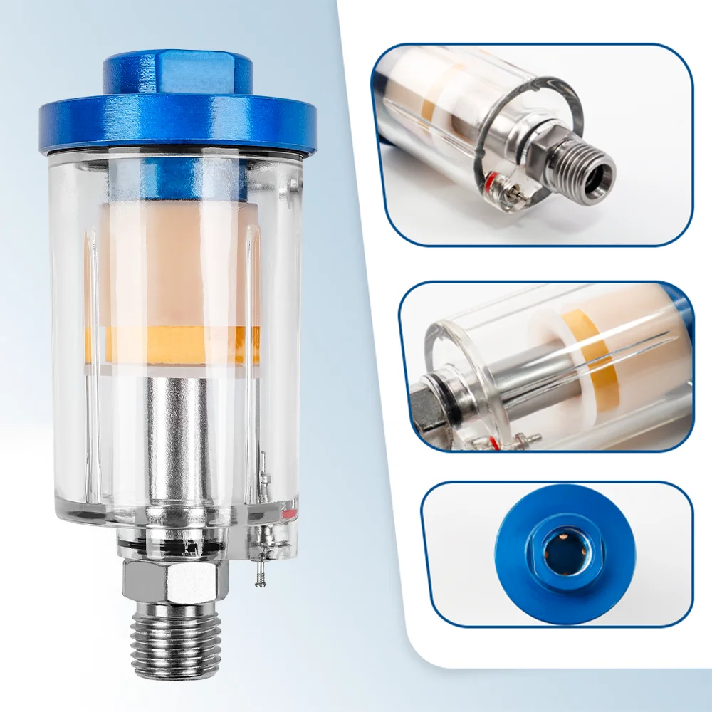 Compressed Air Filter Oil Water Separator, 1/4" NPT Fitting, Optional, Spray Gun Air Pressure Regulator, 0-140PSI,Home Air Tools image 6