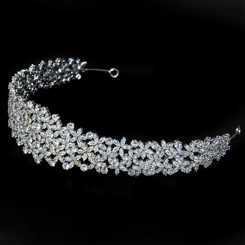5A Cubic Zirconia Bridal Headbands For Wedding Headdress Luxury Bride Tiaras Crowns For Women Pageant Party Prom Hair Jewelry