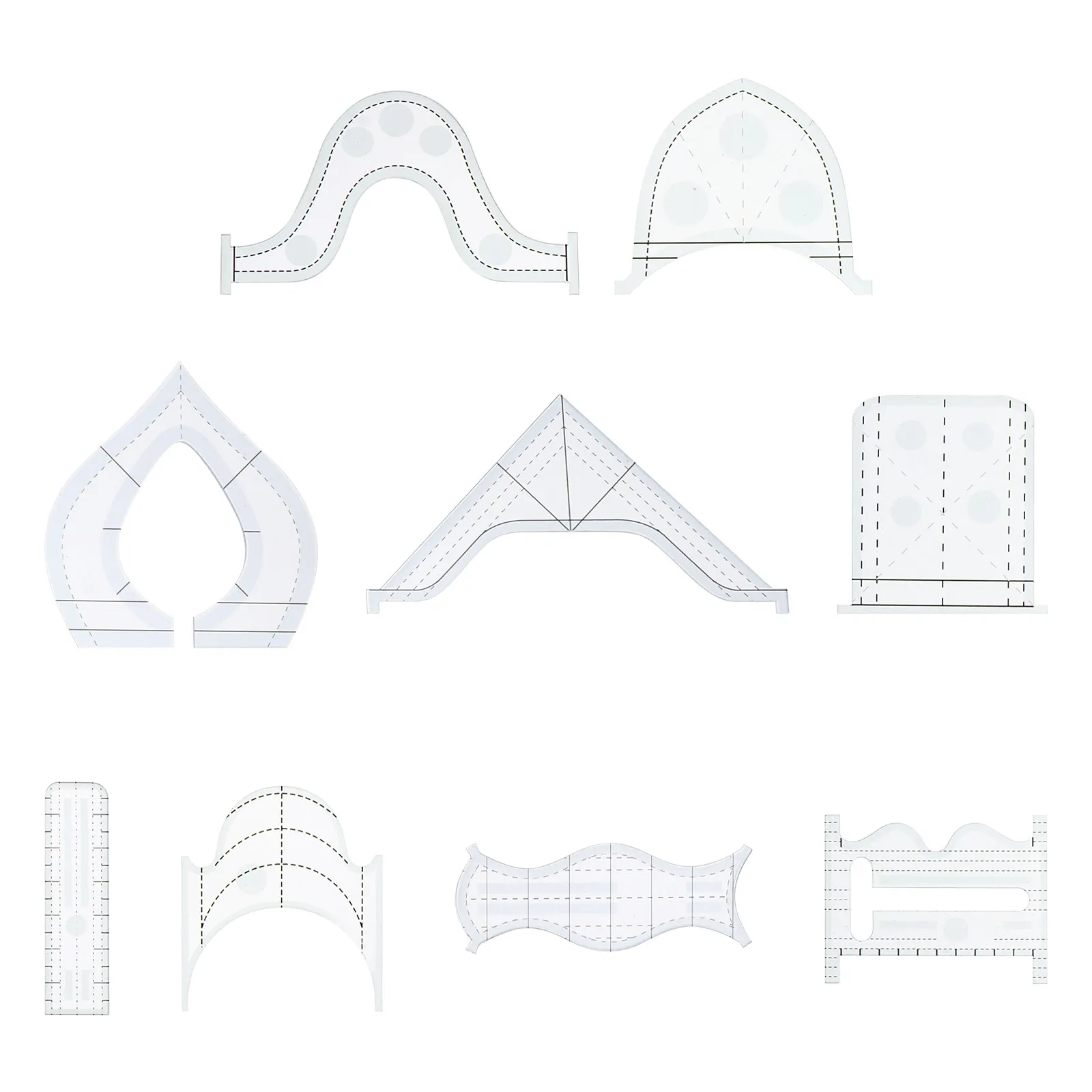 

9Pcs Acrylic Sewing Ruler Patchwork Templates Quilting Rulers Durable Plastic Tool for Fabric DIY Patchwork Sewing Ruler