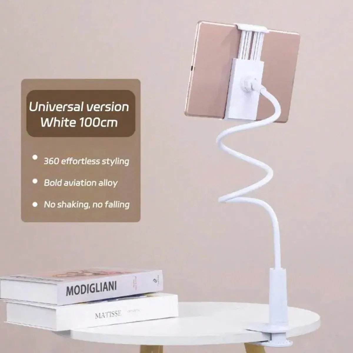 

100cm Tablet Holder Stand Bed Adjustable Flexible Arm Tablets Mount Clamp On Table Compatible With Ipad Air Mini Or Other 4.7-10.5" Devices