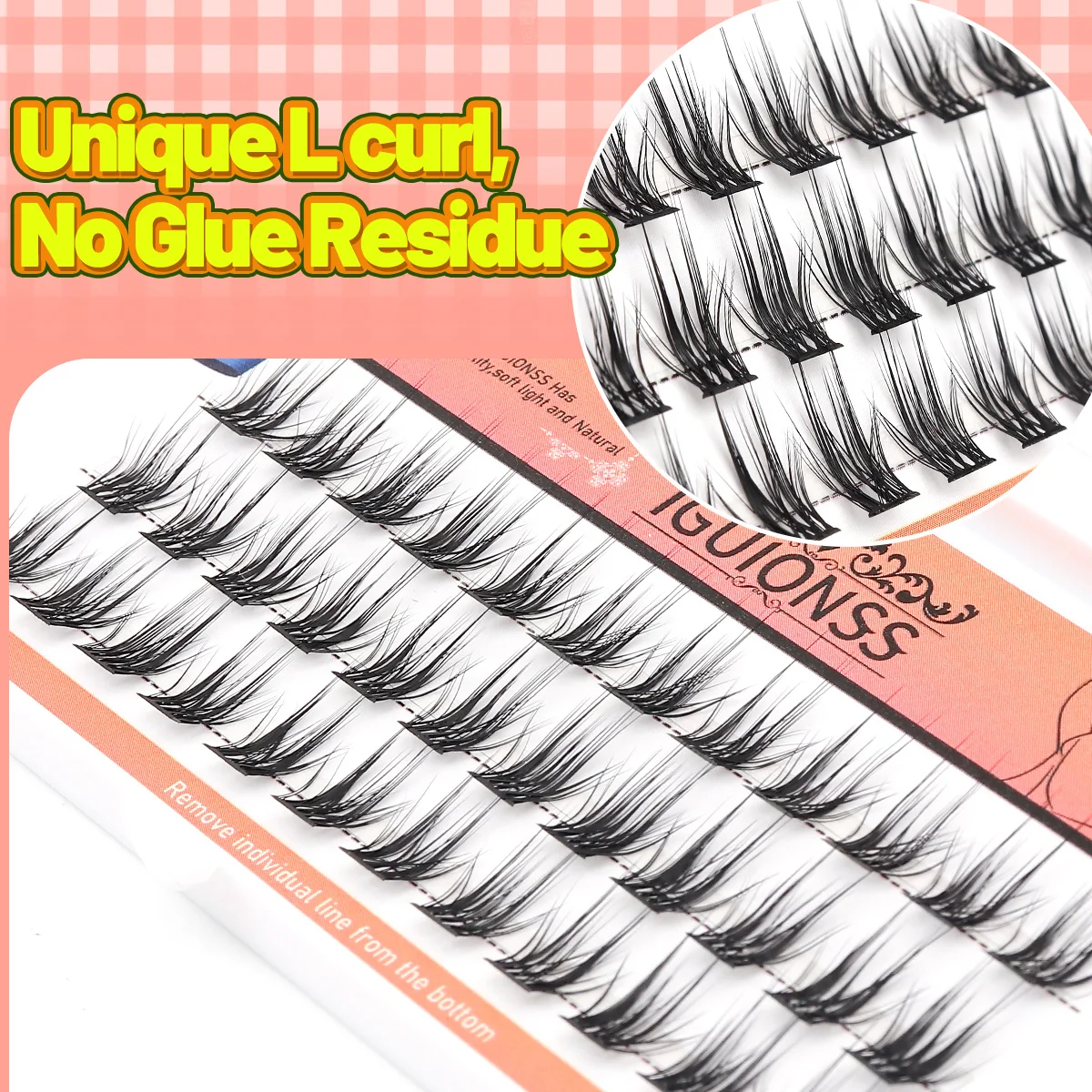 IGUIONSS Fake Eyelash IG2350 L Curved Three Rows Fake Eyelash Natural Novice DIY10-14MM