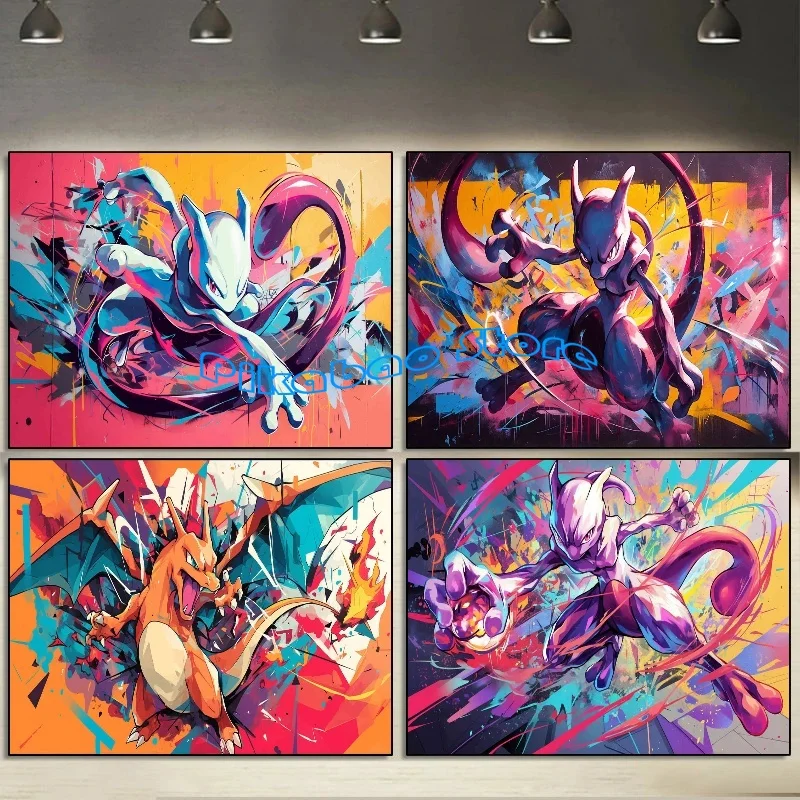 Graffiti Watercolour Art Pokemon Poster Prints Playroom Canvas Paintings Wall Picture Living Room Kids Bedroom Home Decor