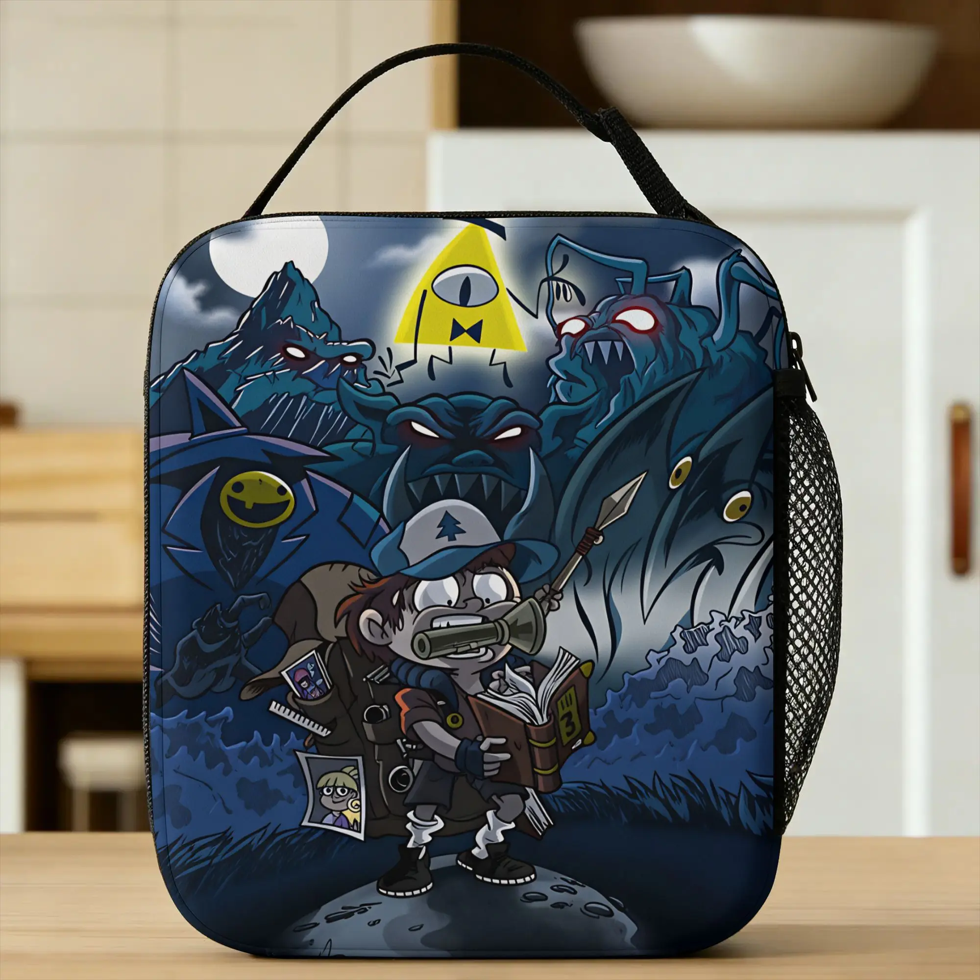 G-Gravity Falls Lunch Bag Bill Cipher Office Lunch Box For Girls Leisure Thermal Lunch Bags Oxford Portable Insulated Cooler Bag