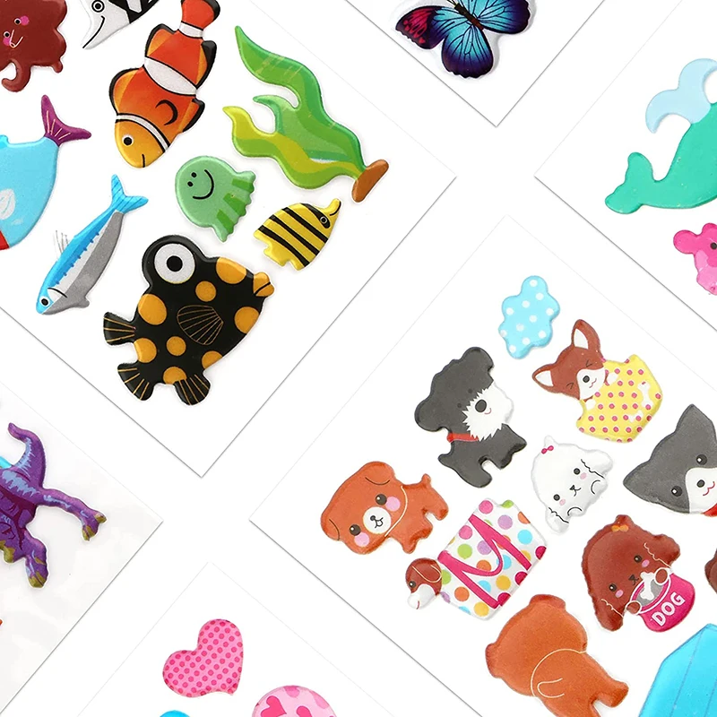 5/20Sheets Different 3D Stickers for Kids Toddlers Puffy Stickers Variety Scrapbooking Bullet Journal Decoration Chidlren Toys