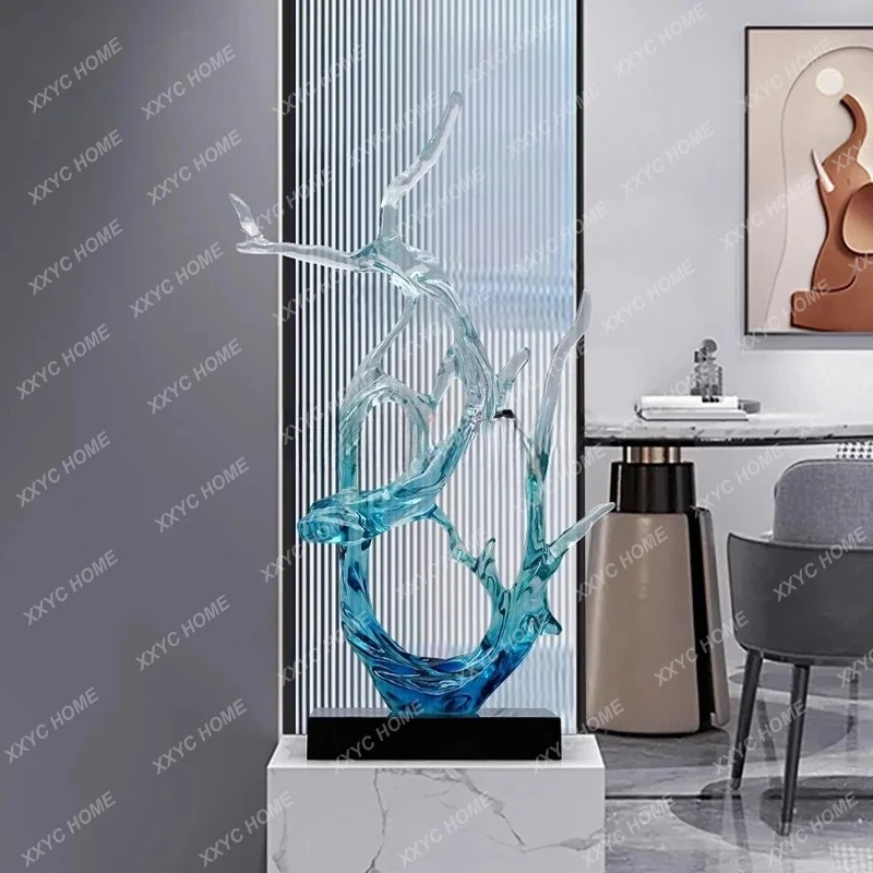

L Large Transparent Resin Ornament Hotel Lobby Welcome Abstract Floor Sculpture Sales Office Art Decoration