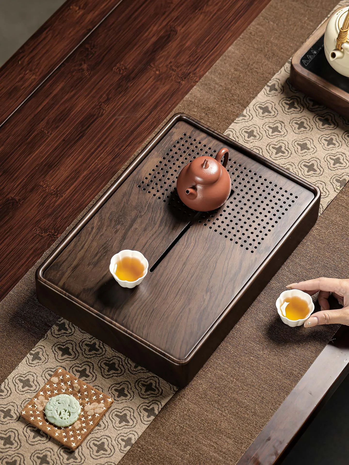 home-use-small-2026-new-bamboo-material-gongfu-tea-tray-individual-tea-table-dry-pounding-board-drainage-rectangular