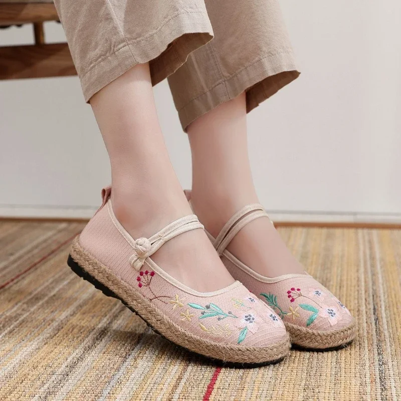 

Aesthetic Casual Linen Round Toe Ladies Footwear 39 Daily Routine Fashion 2025 Cheap On Sale High Quality Korean Women's Shoes