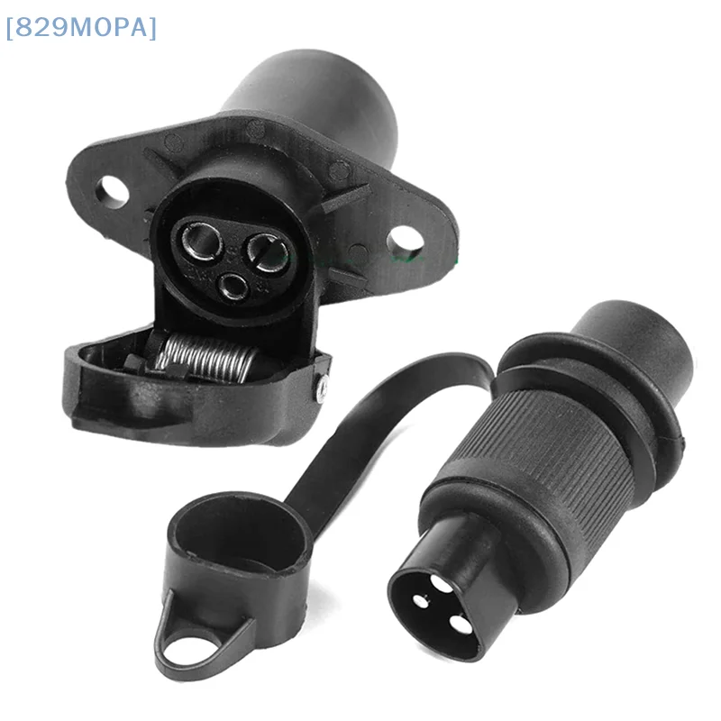 【MOPA】3 Pin Trailer Socket Connectors Round 3 Pole Plug-in Trailer Tractor Plug for Electrical Caravan Truck 12V