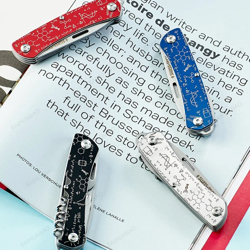 2024 New SWISS TECH Mini Folding Multitool Knife 9 In 1 EDC Outdoor Portable Pocket Multi Tools Saw Bottle Wine Opener