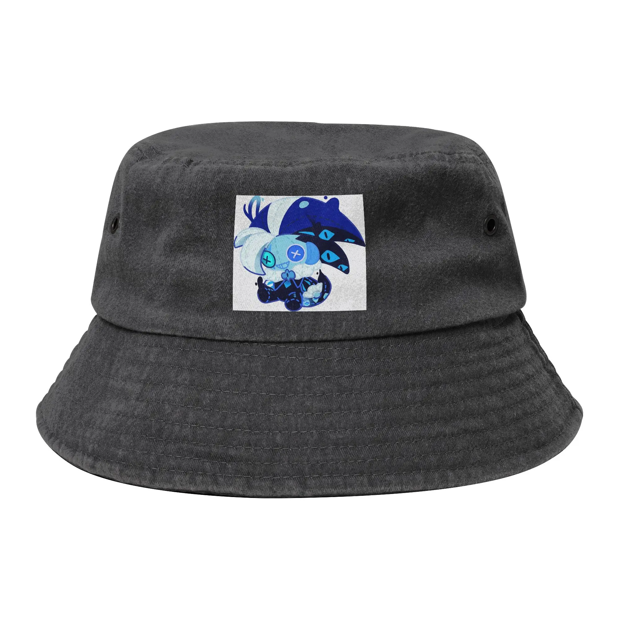 Shadow Milk Cookie Doll Bucket Hats Unisex Outdoor Cookie Run Kingdom Distressed Cotton Fishing Cap Beach Bob Hat