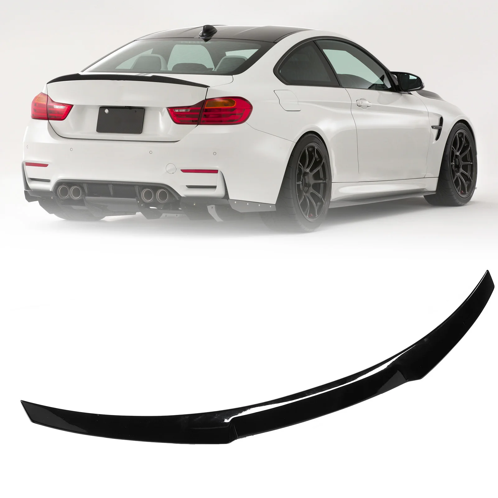 سبويلر خلفي M4 Style (أسود لامع) - غطاء حذاء خلفي للسيارة، شفة جناح سبويلر، يناسب سيارة E90 3 Series 4 Door Sedan (2006-2011)