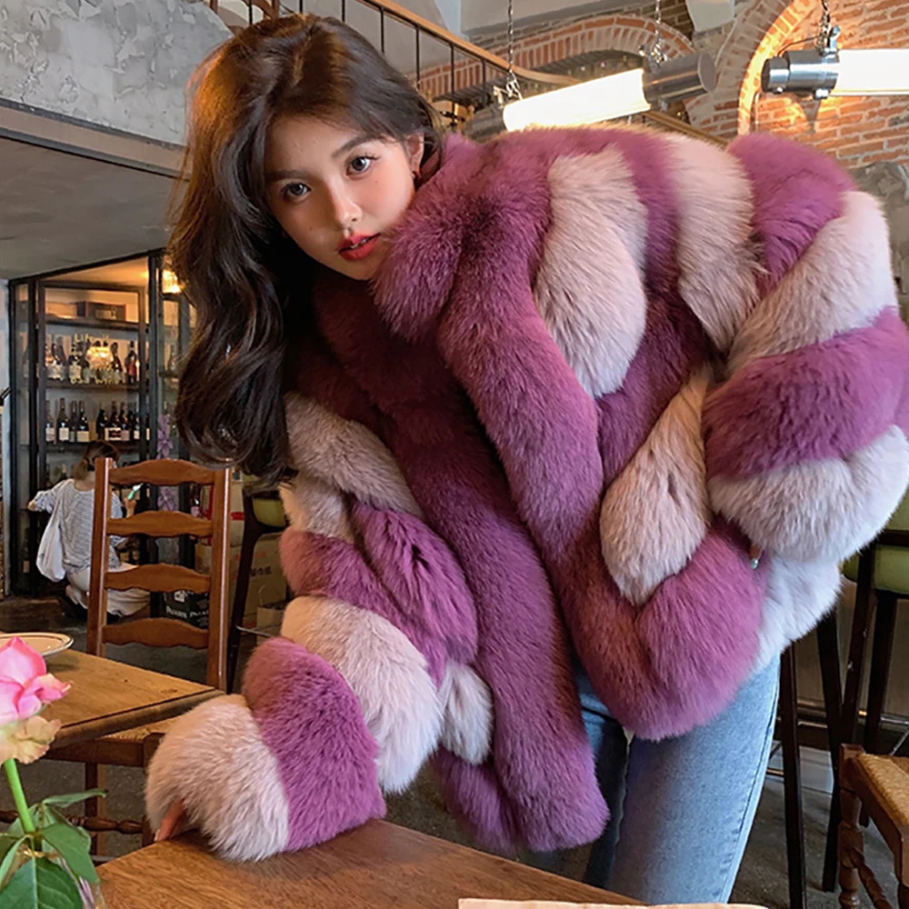 

Winter Real Fox Fur Coat Short Women Luxury Nutural Fox Fur Jacket Ladies Overcoat Fashion Streetwear Luxury Streetwear