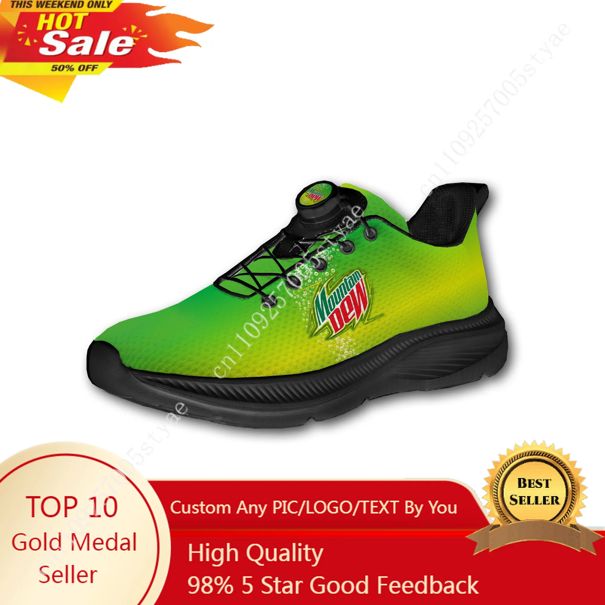 

Mountain Dew Mens Womens Running Off-road Shoes Laceless Rotating Button Sports Shoe Hiking Leisure Custom Sneaker