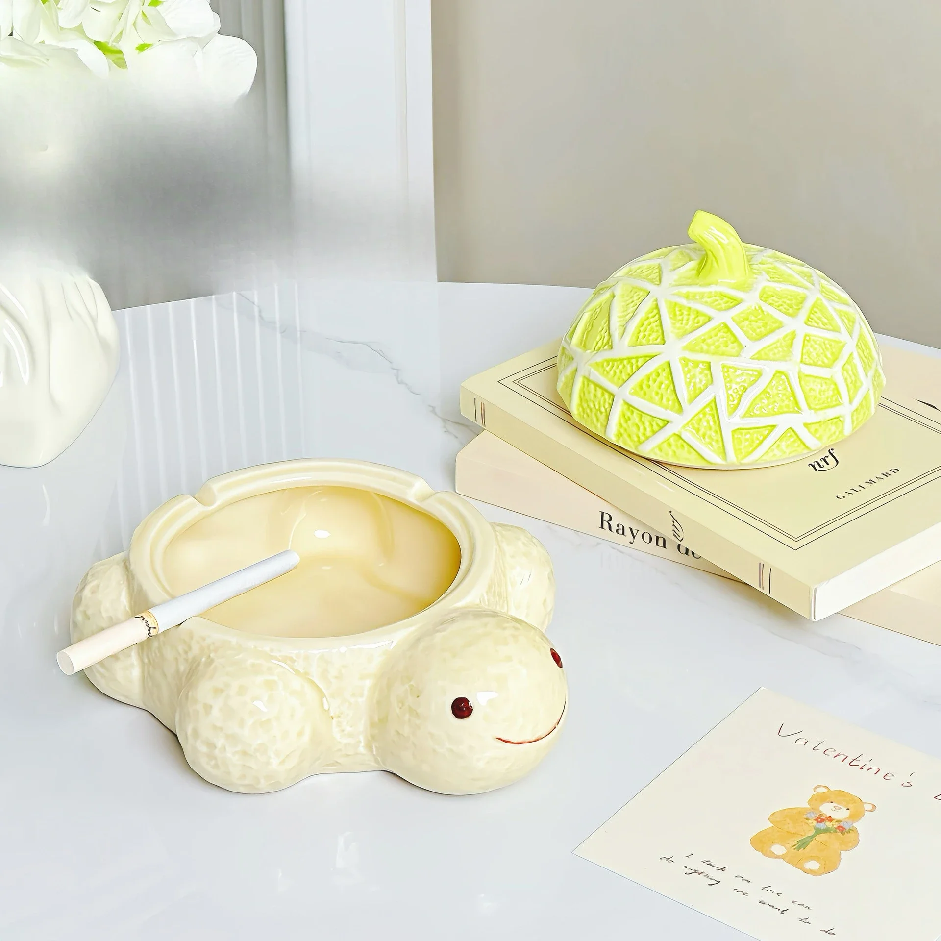Ceramic Turtle Ashtray Home Living Room Office Desktop Decoration Cute Creative Ashtray for Boyfriend Gift