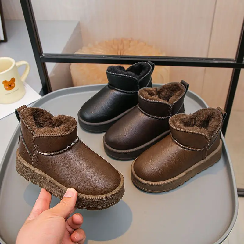 Kids Waterproof Snow Boots 2026 Winter Anti Slip Boots for Boys Girls Fleece Lined Thick Casual Outdoor Shoes Big Middle Child