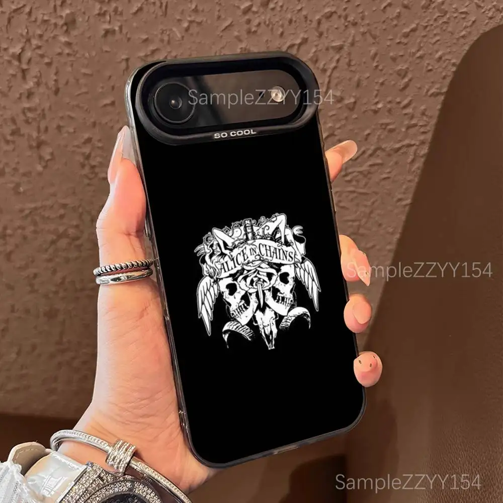 Band A-Alice in Chains Phone Case For iPhone 17,16,15,14,13,12,X,8,Pro,Max,Plus,E,SE4,Air,Mini Black IMD Matte
