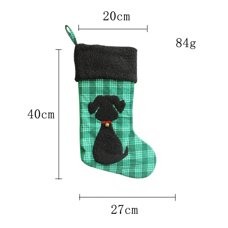 Personalized Printing Christmas Candy Socks Creative Checkered Christmas Socks Hanging Decorations Plush Cat And Dog Christmas