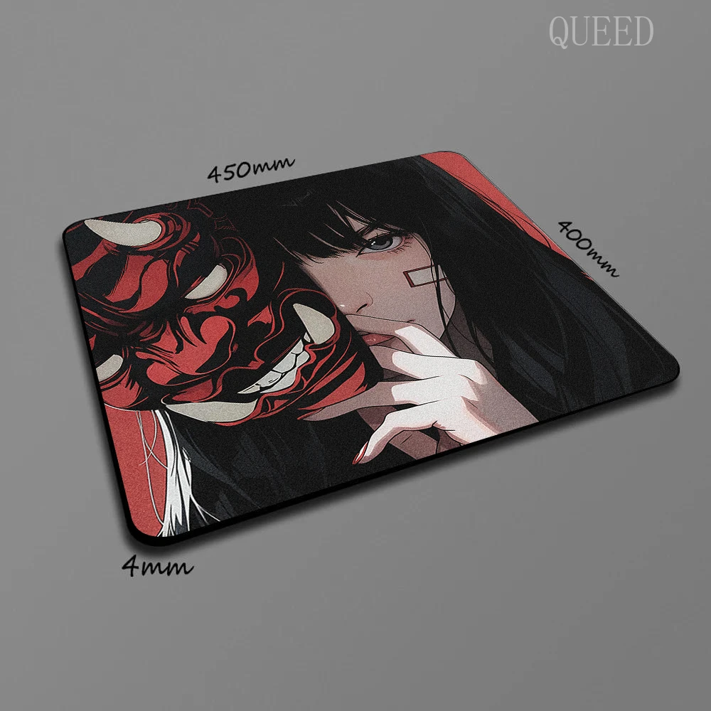 Anime Ultra fine surface Mouse Pad Oni Mask Girl Premium Deskmat Game Professional E-Sports Mousepad High Quality Non-slip Mat