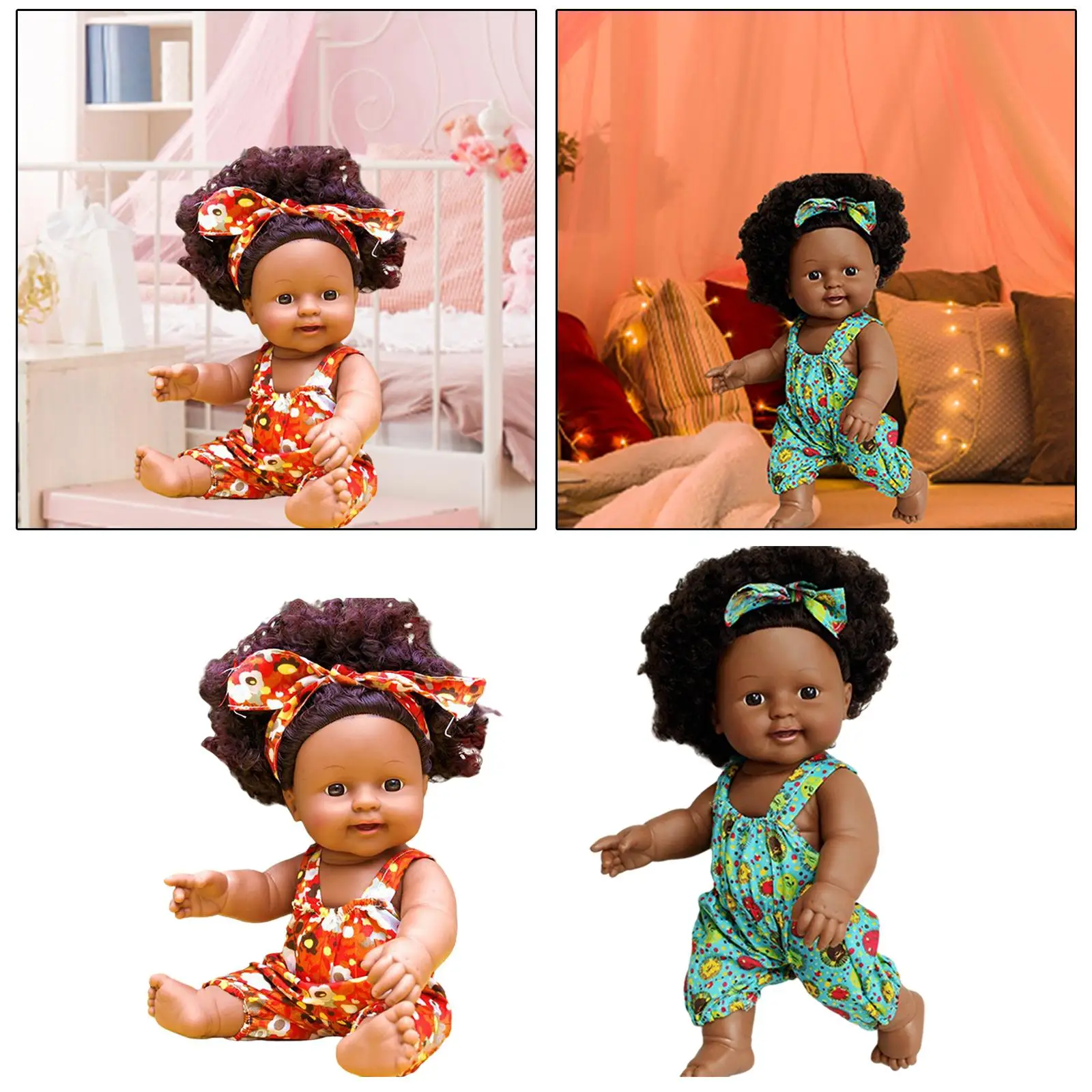 30cm Baby Doll with Speak Function African DIY Dolls Toys Curly Lifelike Black