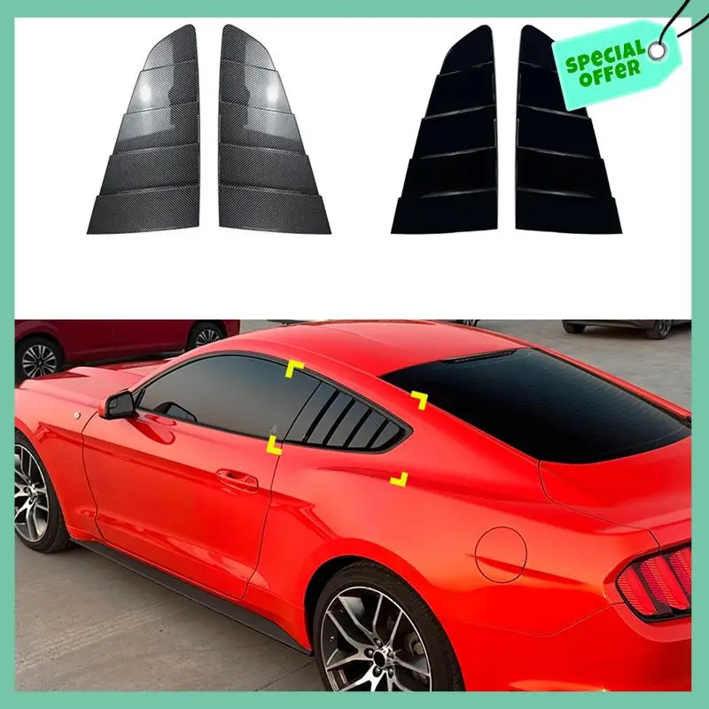 

A03G-Car Rear Triangular Window Louvers Shutters Blinds Cover Trim For Ford Mustang MK6 2015-2023 Carbon Fiber